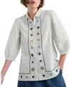 Seasalt Cornwall Hope Cottage Embroidered Organic Cotton Top In Neutral