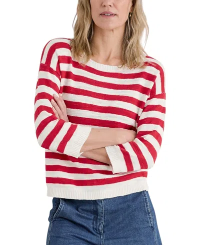 Seasalt Cornwall Women's Knavock Sweater In Knit Cornish Chalk Scarlet