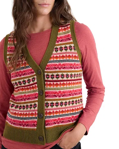 Seasalt Cornwall Percella Cove Fair Isle Merino Wool Blend Button-up Sweater Vest In Multi