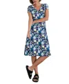 Seasalt Cornwall Pier View Stretch Organic Cotton Fit & Flare Dress In Multi