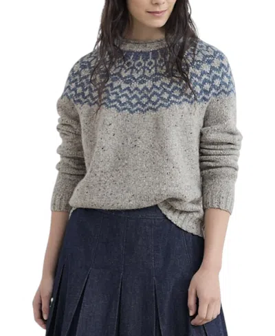 Seasalt Cornwall Port Kinnis Fair Isle Merino Wool Blend Sweater In Gray