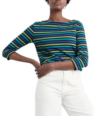 Seasalt Cornwall Sailor Stripe Organic Cotton Top In Blue