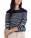 Seasalt Cornwall Sailor Stripe Long Sleeve Organic Cotton T-shirt In Black