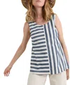 Seasalt Cornwall Sea Kissed Stripe Sleeveless Organic Cotton Swing Top In Scallion Stripe Yacht