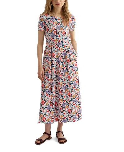Seasalt Cornwall Veronica Floral Stretch Organic Cotton Midi Dress In Multi