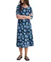 Seasalt Cornwall Veronica Print Stretch Organic Cotton Jersey Midi Dress In Blue