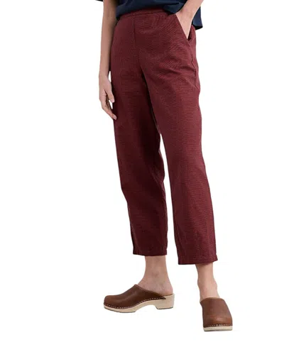Seasalt Cornwall Vow Cave Organic Cotton Crop Tapered Pants In Burgundy