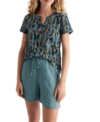Seasalt Cornwall Women's Waterflow Short Sleeve Top In Green
