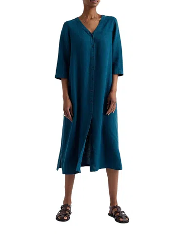 Seasalt Cornwall Word Posey Linen Shift Dress In Blue