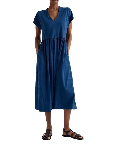 Seasalt Cornwall Zinnia Short Sleeve Jersey Midi Dress In Blue