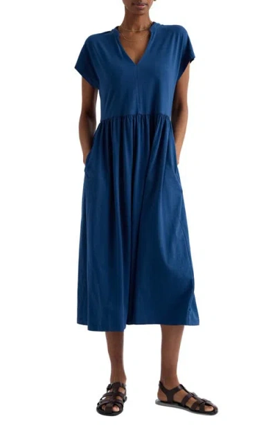 Seasalt Cornwall Zinnia Stretch Organic Cotton Midi Dress In Blue