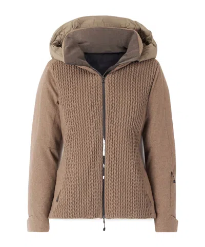 Sease Armor 2.0 Hooded Padded Cable-knit Cashmere Ski Jacket In Brown
