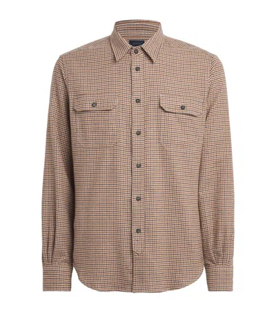 Sease Brushed Cotton Flannel Military Shirt In Neutral