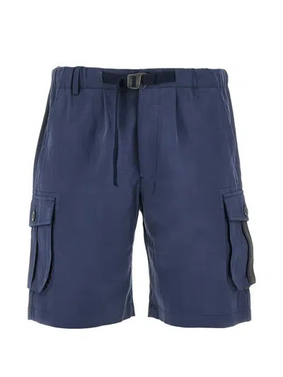 Sease Linen Cargo Shorts With Belt In Blue