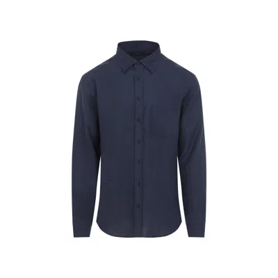 SEASE SEASE BUTTON DOWN BLUE HEMP SHIRT