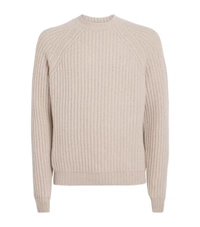 Sease Cashmere Mock-neck Ribbed Sweater In Blue