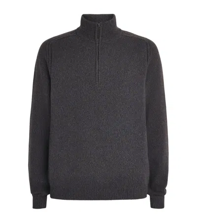 Sease Cashmere Mouliné Half-zip Sweater In Brown