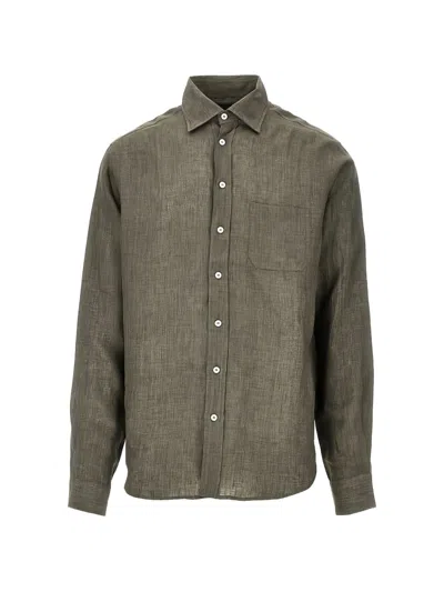 Sease Classic Bd Chest-pocket Linen Shirt In Animal Print