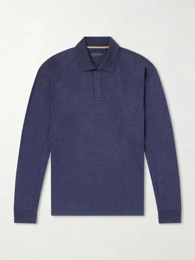 Sease Cotton And Cashmere-blend Jersey Polo Shirt In Blue