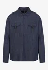 Sease Denim Overshirt With Shoulder-epaulettes In Blue