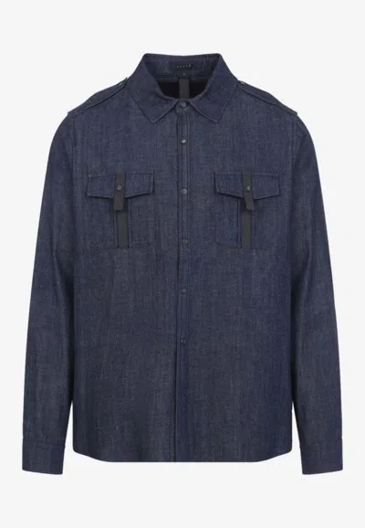 Sease Denim Overshirt With Shoulder-epaulettes In Blue