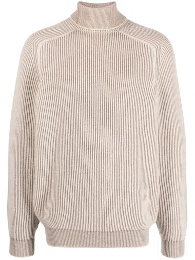 Sease Dinghy Roll Green Wool Sweater In Neutral