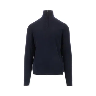 Sease Ffle Half-zip Sweater In Blue