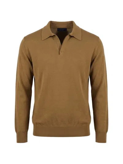 Sease Fine-knit Polo Sweater In Brown