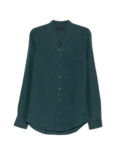 Sease Fish Tail Band-collar Long-sleeve Shirt In Green
