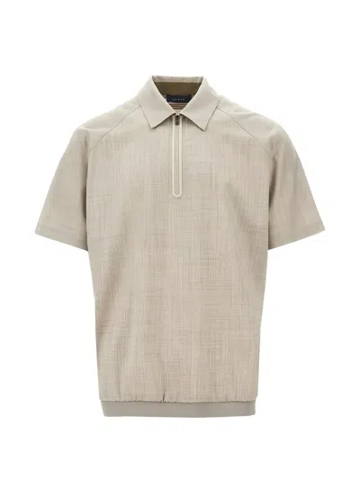 Sease Light Wool Zipped Polo Shirt In Neutral