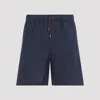 Sease Cod-2 Straight-leg Hemp Drawstring Shorts In Blue