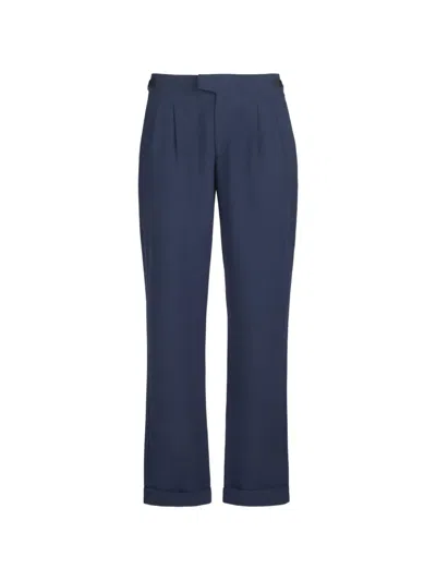 Sease High Life 2.0 Pleated Linen Straight-leg Trousers In Blue