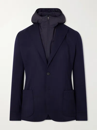 Sease Hodded Virgin Wool Blazer In Blue