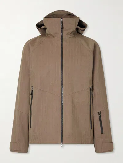 Sease Intrepid Herringbone Virgin Wool Hooded Ski Jacket In Brown