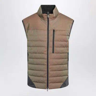 Sease Intrepid Iridescent Tech-wool Padded Mini Vest In Brown