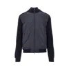 Sease Knit And Nylon Hybrid Bomber Jacket In Blue