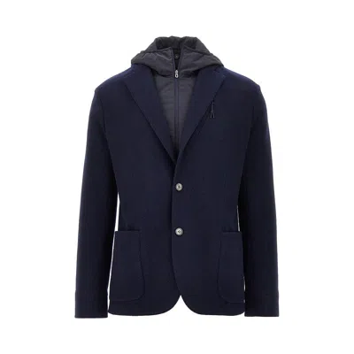 Sease L Blazer Jacket With Detachable Hood In Blue