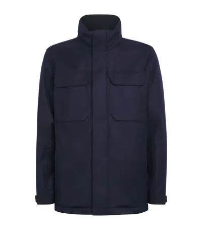 Sease Laminated Virgin Wool-cashmere Field Jacket In Blue