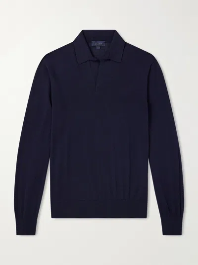 Sease Lasca Virgin-wool Polo Shirt In Blue