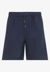 Sease Cod-2 Straight-leg Hemp Drawstring Shorts In Blue
