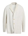 Sease Man Blazer Ivory Size 46 Linen In Multi