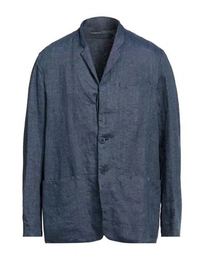 Sease Man Blazer Navy Size 46 Linen In Blue