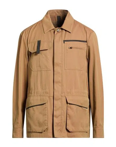 Sease Man Jacket Camel Size Xxl Cotton In Brown