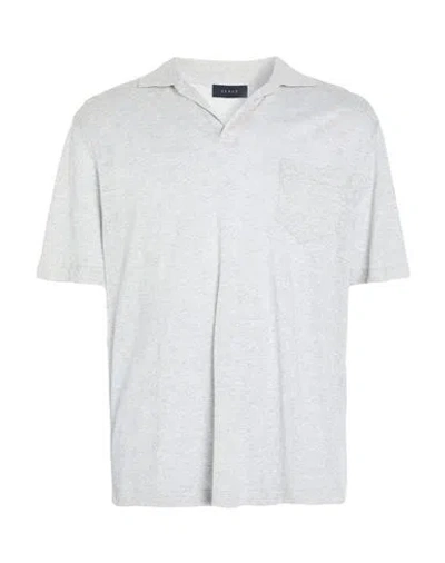 Sease Man Polo Shirt Light Grey Size L Linen, Cotton In Gray