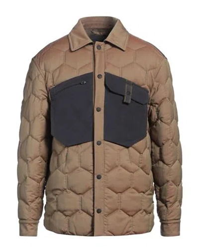Sease Man Puffer Light Brown Size L Virgin Wool, Nylon