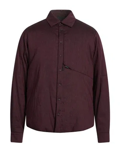 Sease Man Shirt Burgundy Size 44 Linen, Virgin Wool In Red