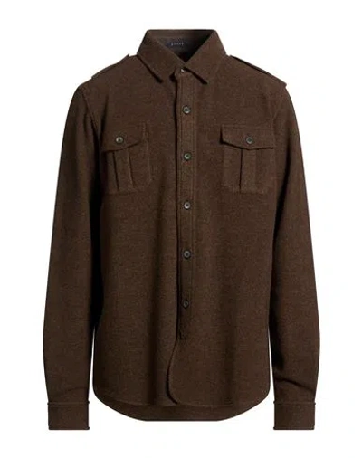 Sease Man Shirt Chocolate Brown Size Xxl Virgin Wool