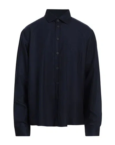 Sease Man Shirt Navy Size 46 Virgin Wool