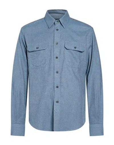 Sease Man Shirt Slate Blue Size M Cotton