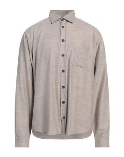 Sease Man Shirt Taupe Size 44 Virgin Wool In Neutral